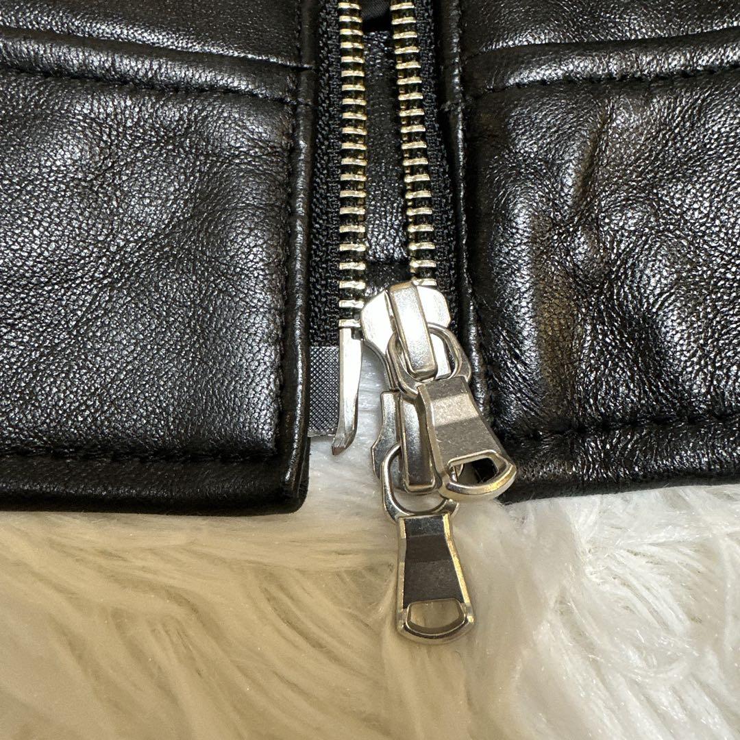 ⭐️極美品ナノユニバース　ラムレザー　シングルライダースジャケット　黒　L