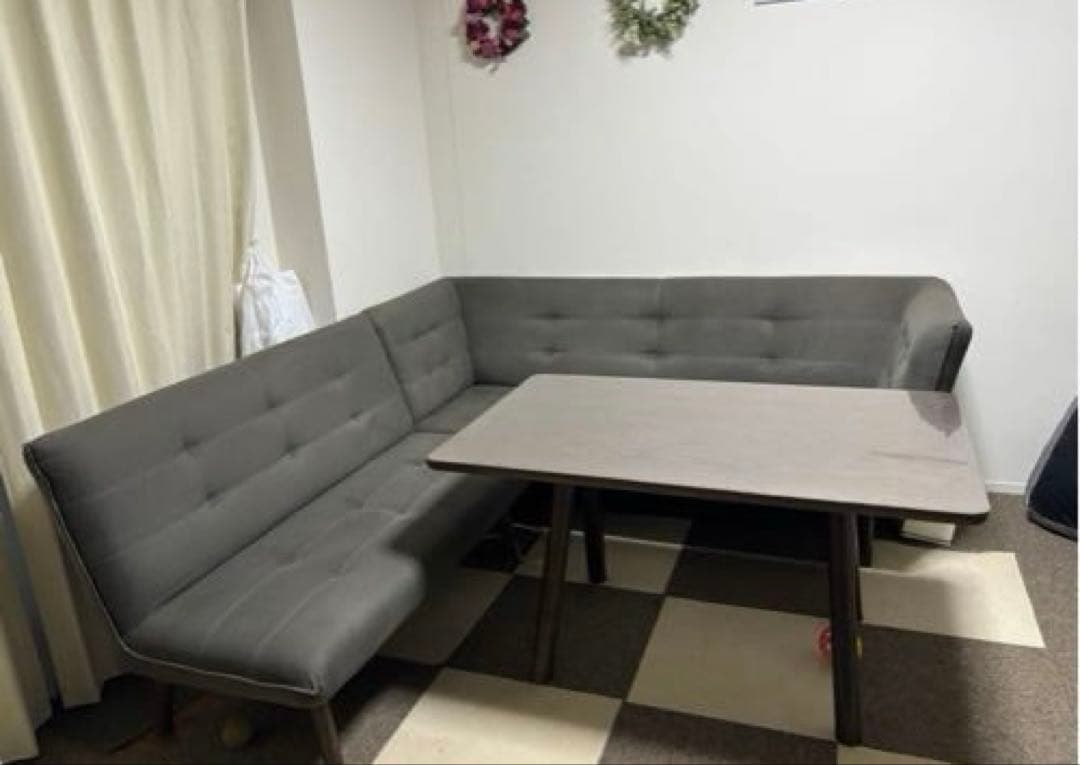 ③テーブルのみ　カフェオーク色(浜本工芸)ソファダイニング