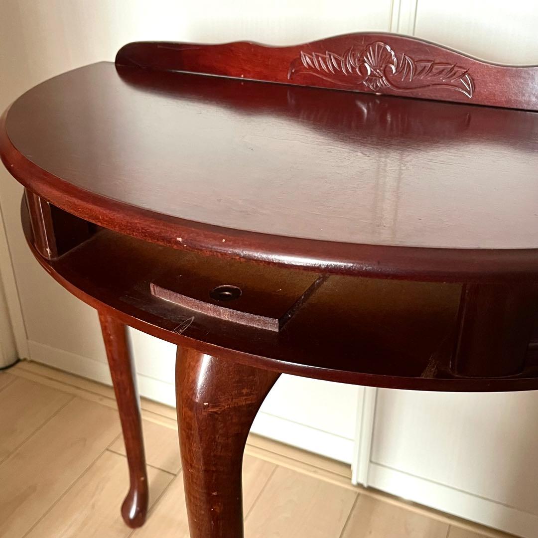 コンソールテーブル　引き出し付き　猫脚　ハーフムーン　半円　花台　アンティーク
