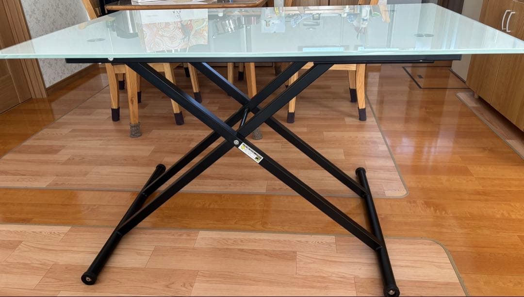 Happy Smile-運気UP店 ニトリ昇降式ガラステーブル（ホワイト）