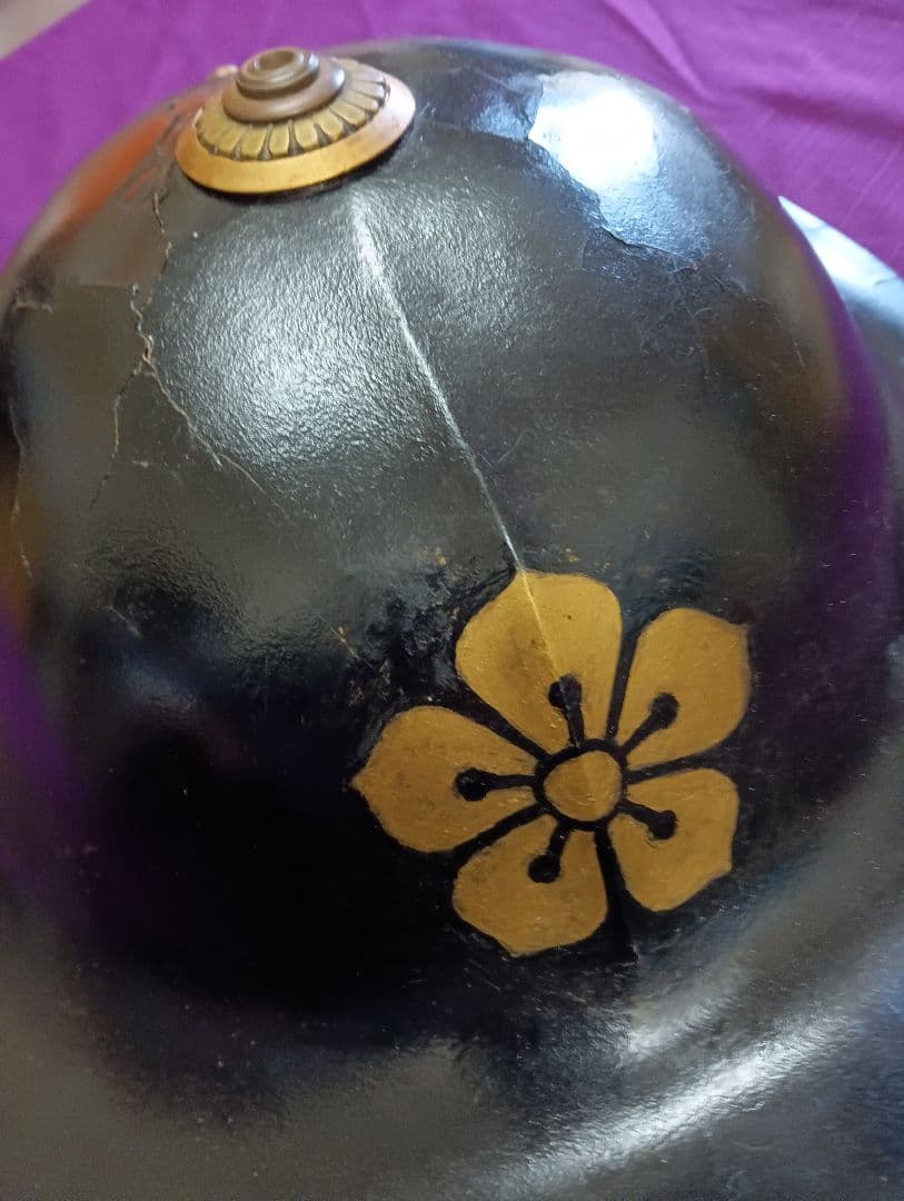 江戸時代中期〜幕末期頃上級武家時代本歌八幡座付桔梗御家紋入大名陣笠当時物難有り品