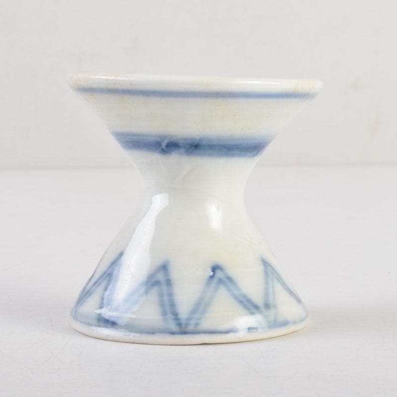 茶道具　京焼　河合瑞豊作　染付　千切蓋置　共布共箱　V　8804