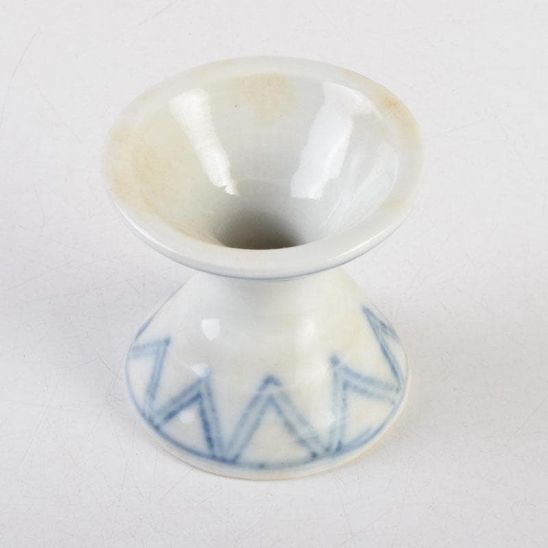 茶道具　京焼　河合瑞豊作　染付　千切蓋置　共布共箱　V　8804