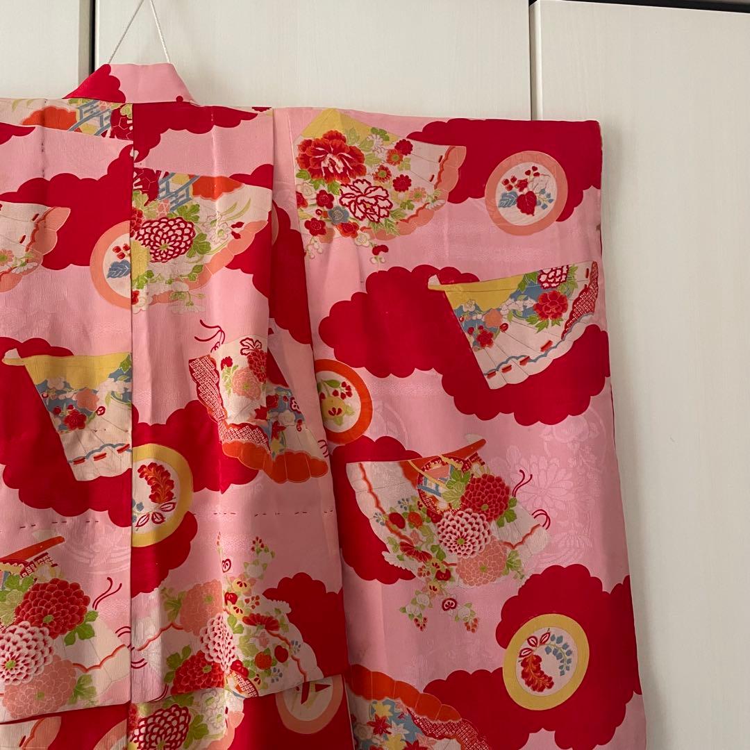 七五三　アンティークお着物セット　３歳〜　作り帯コーデ　髪飾り付き