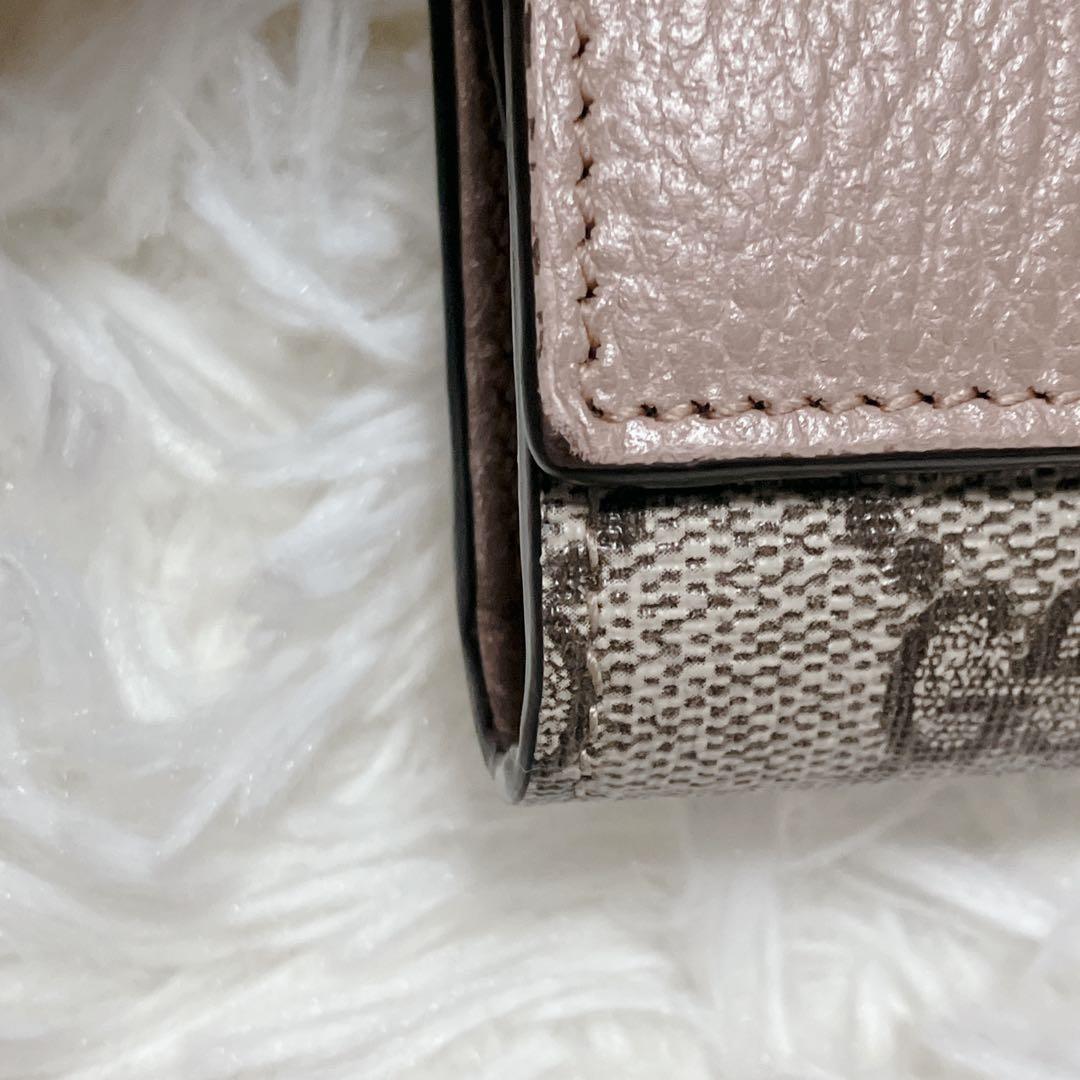 美品 GUCCI 財布 ピンク GGマーモント二つ折り スプリーム バイカラー