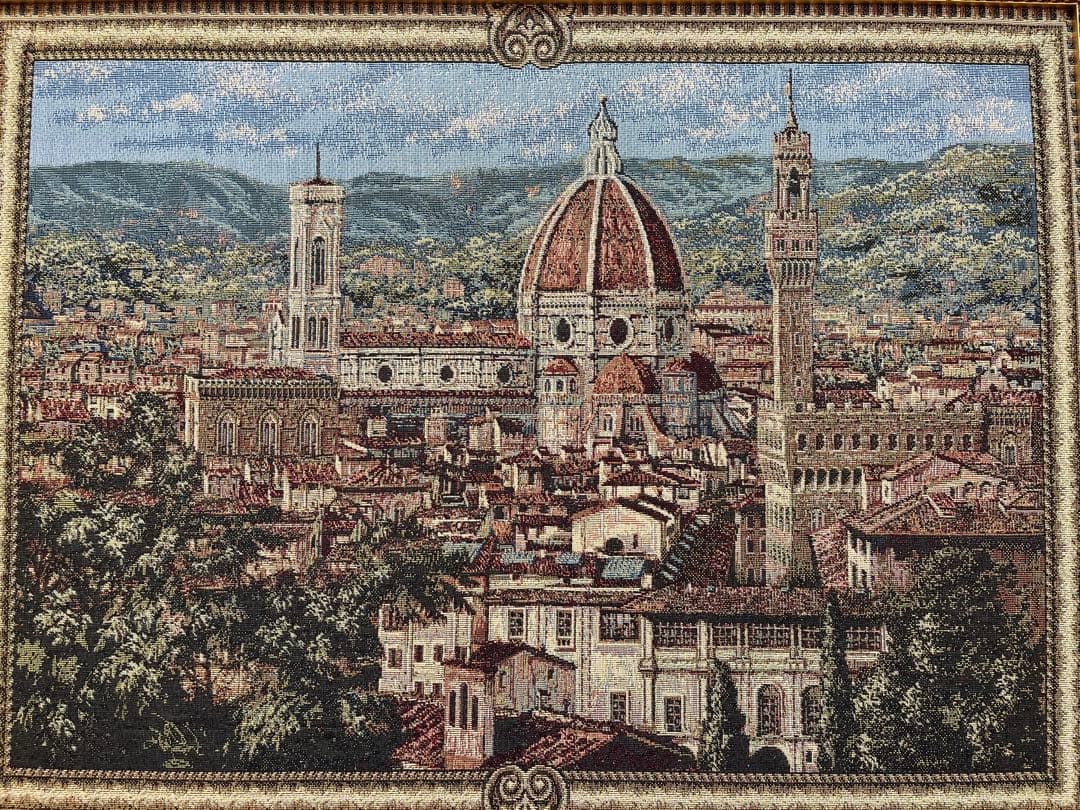 【大判】刺繍絵画 フィレンツェ 大聖堂 風景画 額縁付き インテリア アート