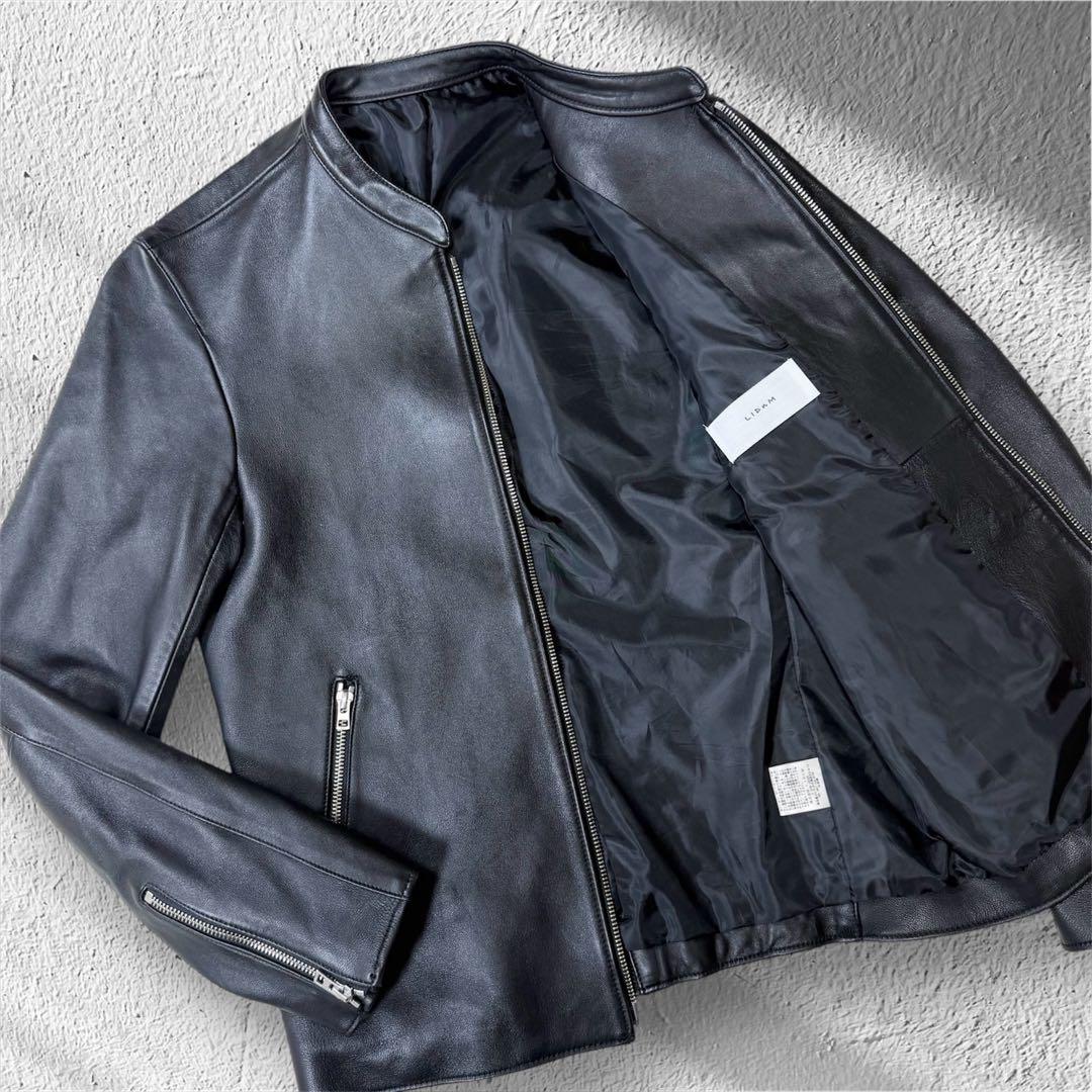 【美品】希少Lサイズ　LIDNM リドム　シングルライダース　ダウンジップ