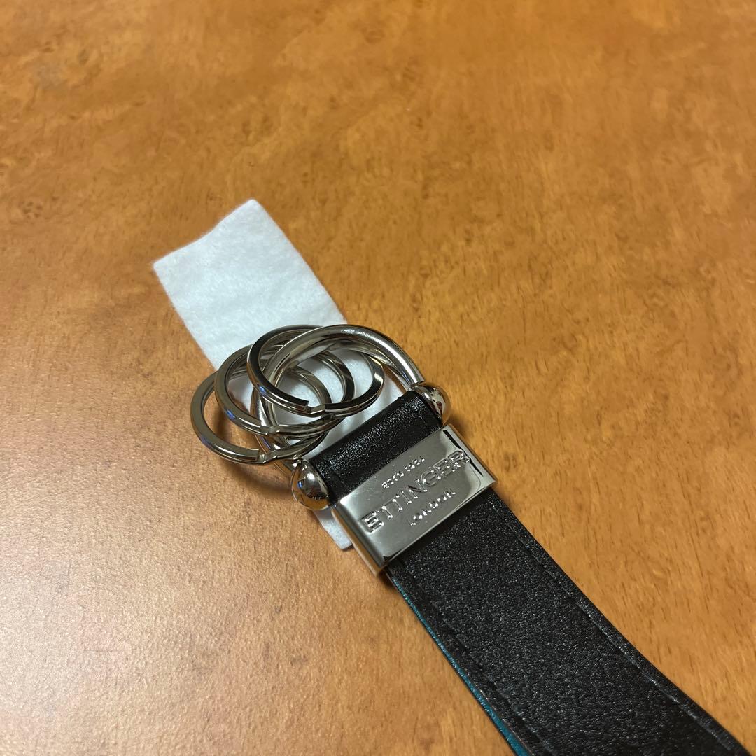 【未使用】ETTINGER キーリング・キーホルダー 3連 黒