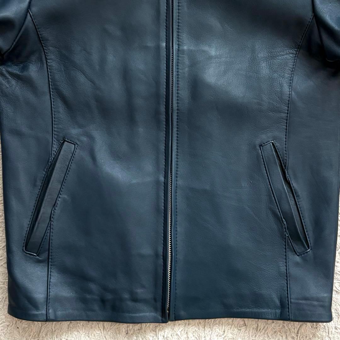 ★本革★ D'RUMI シングル ライダース ジップアップ メキシコ製 ネイビー