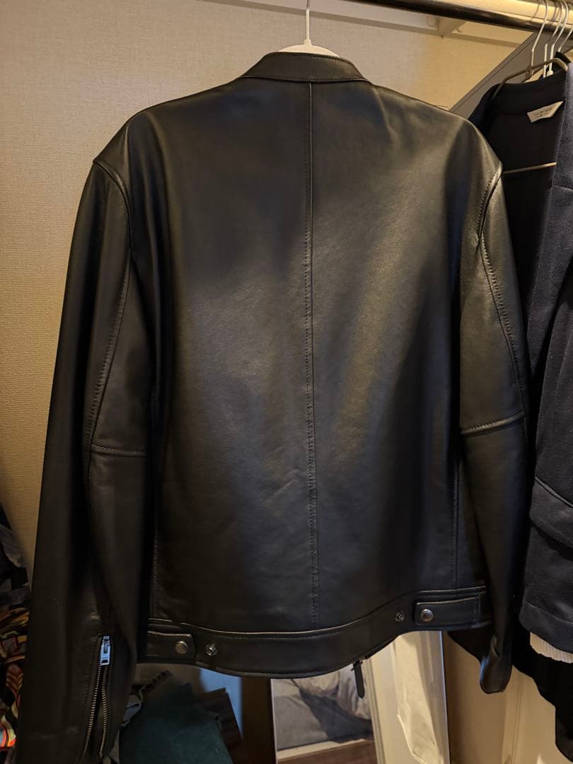 未使用COACH ブラック レザー シングルライダースジャケット　M