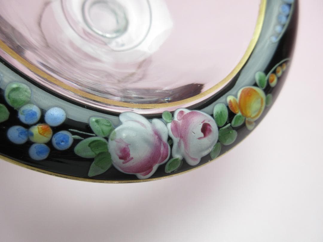 ビンテージ プレート付き 花模様 デザートグラス 70905