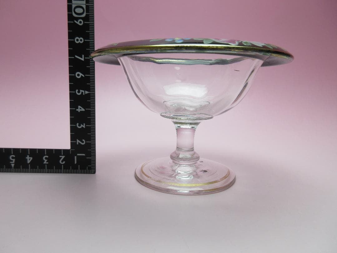 ビンテージ プレート付き 花模様 デザートグラス 70905