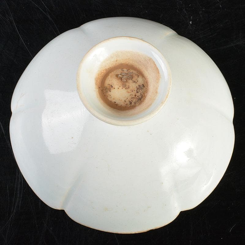 中国　影青　蓮弁刻　輪花盃　盃台　M　7291E