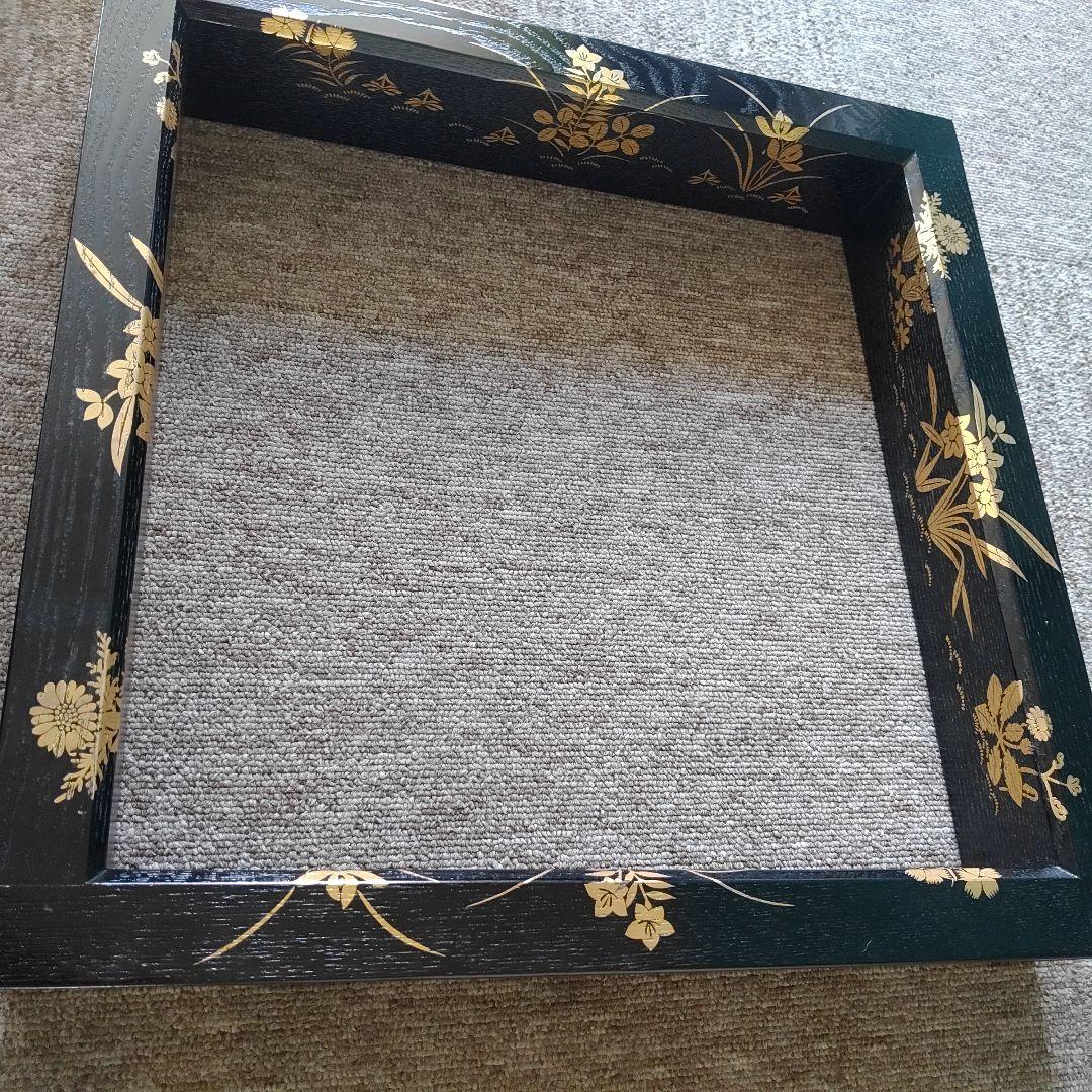 漆塗り金蒔絵（きんまきえ）炉縁／釜縁　草花文様（和風木製フレーム）