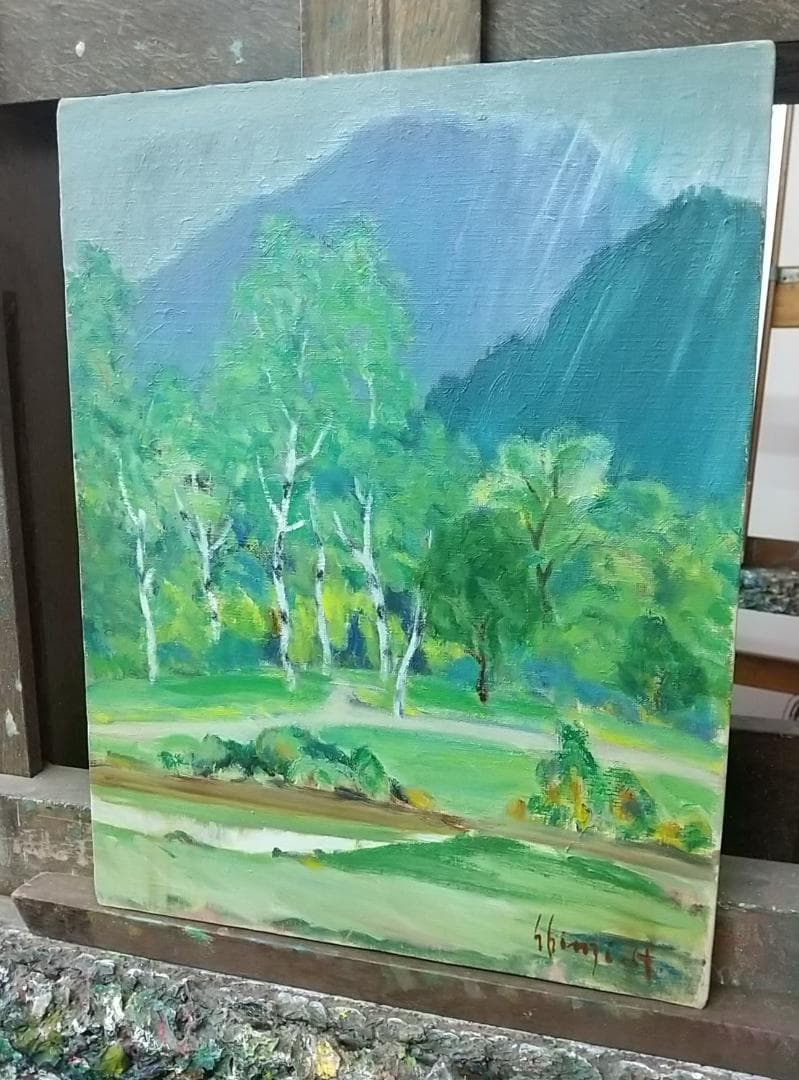「軽井沢雨」F6　絵画 油絵 油彩画 風景画 アート