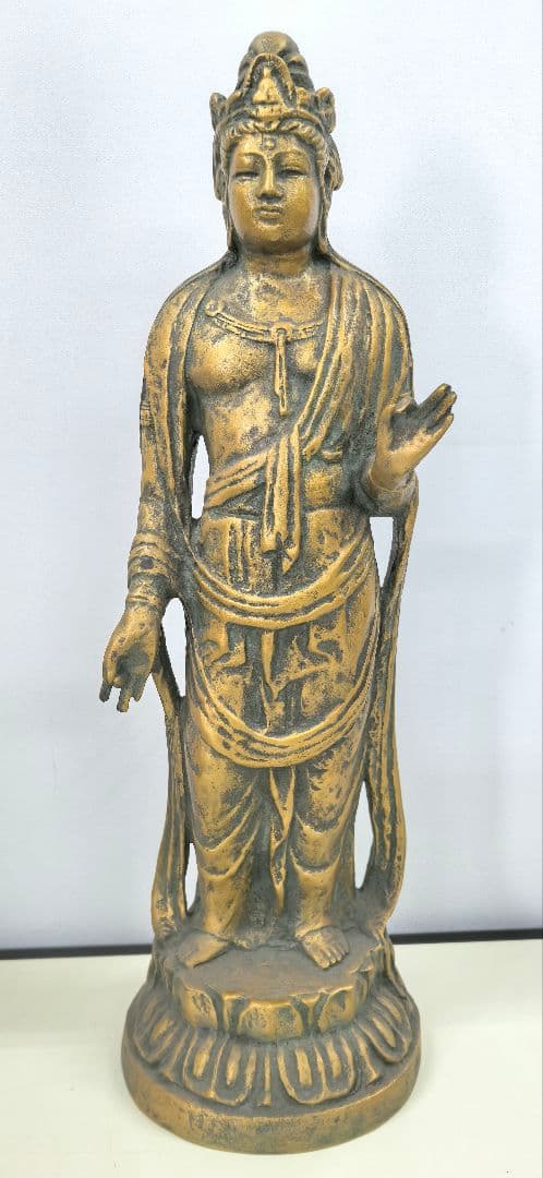 聖観音菩薩像 北村西望作 仏像　アンティーク置物、桐箱、年譜、短冊付き