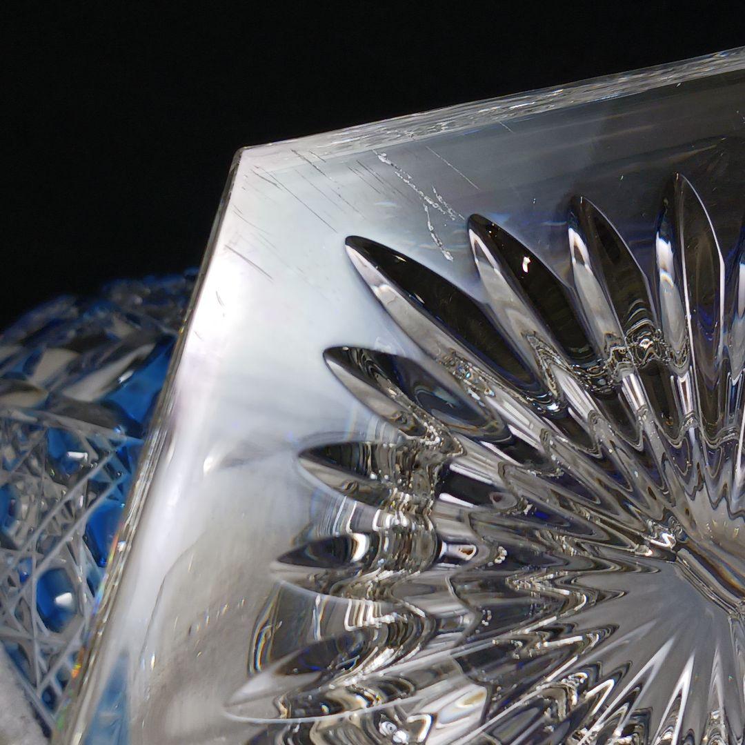 Y2225-1 ドイツ製 ドレスデンクリスタル コンポート ブルー