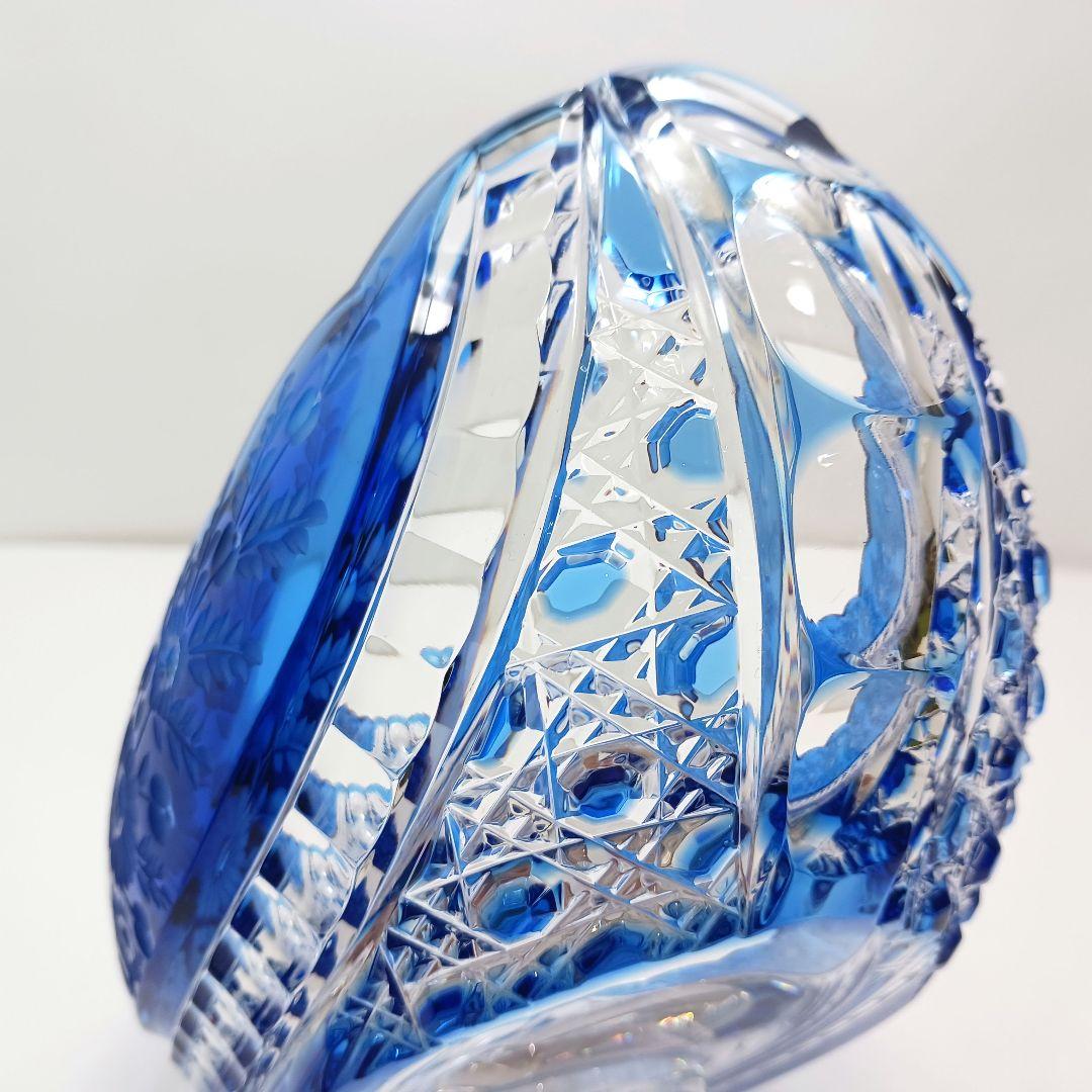 Y2225-1 ドイツ製 ドレスデンクリスタル コンポート ブルー