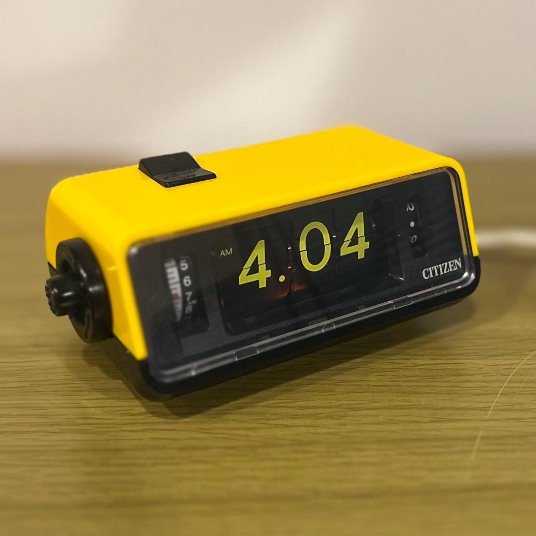 【メンテ済・動作正常】CITIZEN パタパタ時計 ハイリーフ・カーチス黄色
