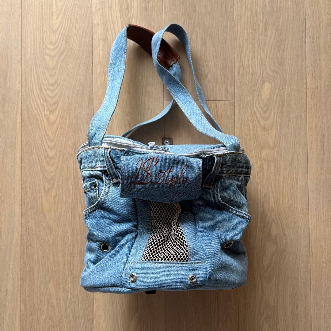 ルシアンエサヨ 2WAY タンブール TMサイズ デニムリメイク キャリーバッグ