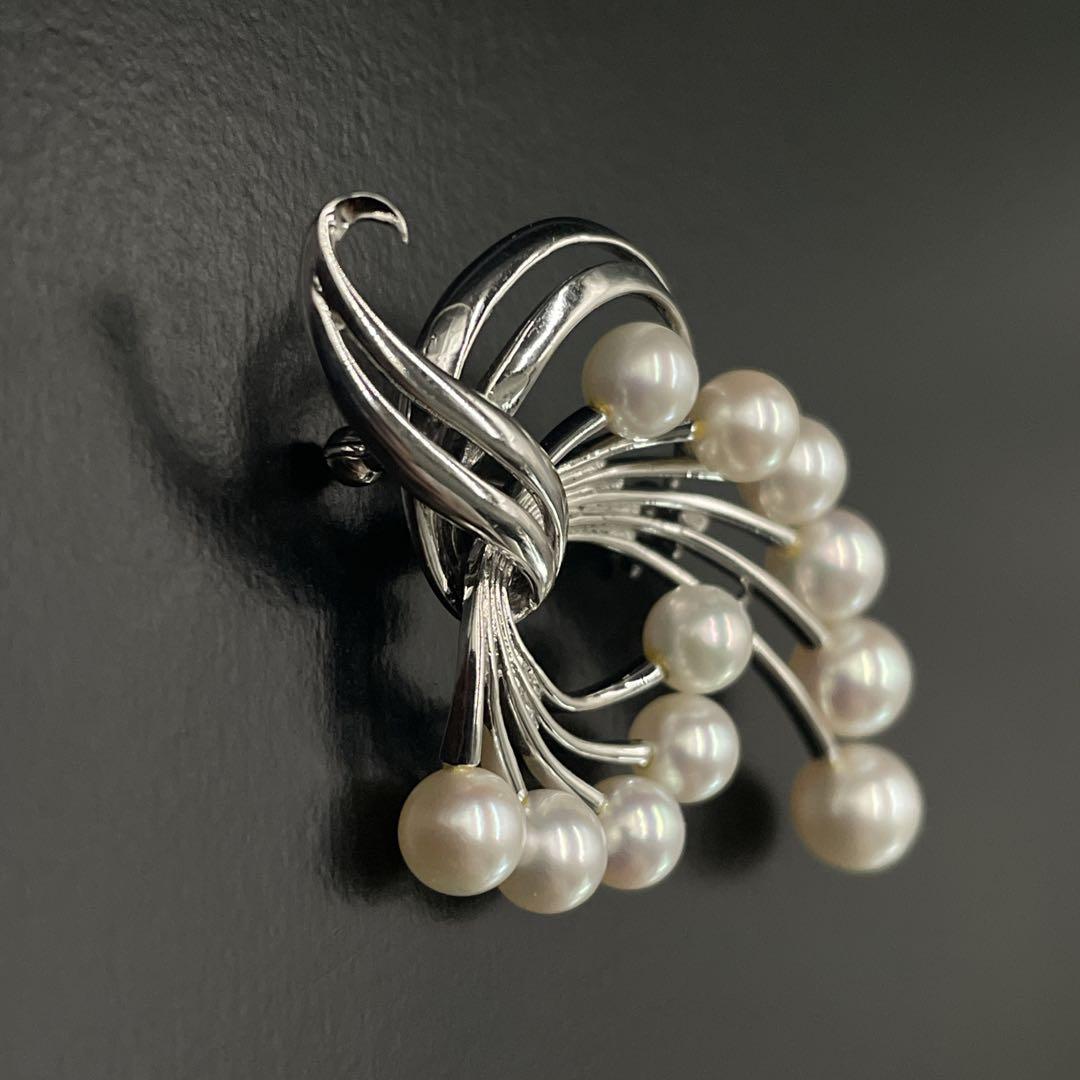 美品　MIKIMOTO　ミキモト　パール　ブローチ　あこや真珠　11粒　MS刻印