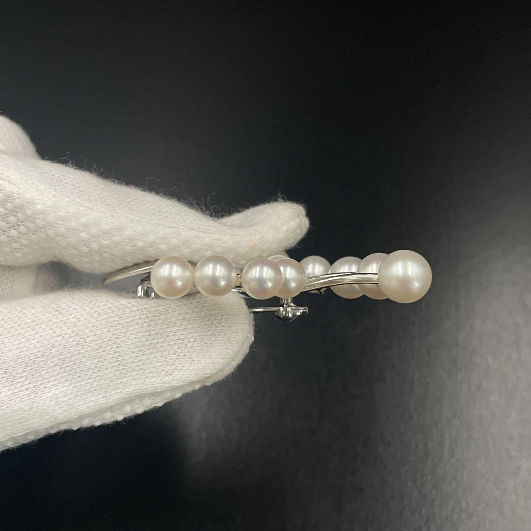 美品　MIKIMOTO　ミキモト　パール　ブローチ　あこや真珠　11粒　MS刻印