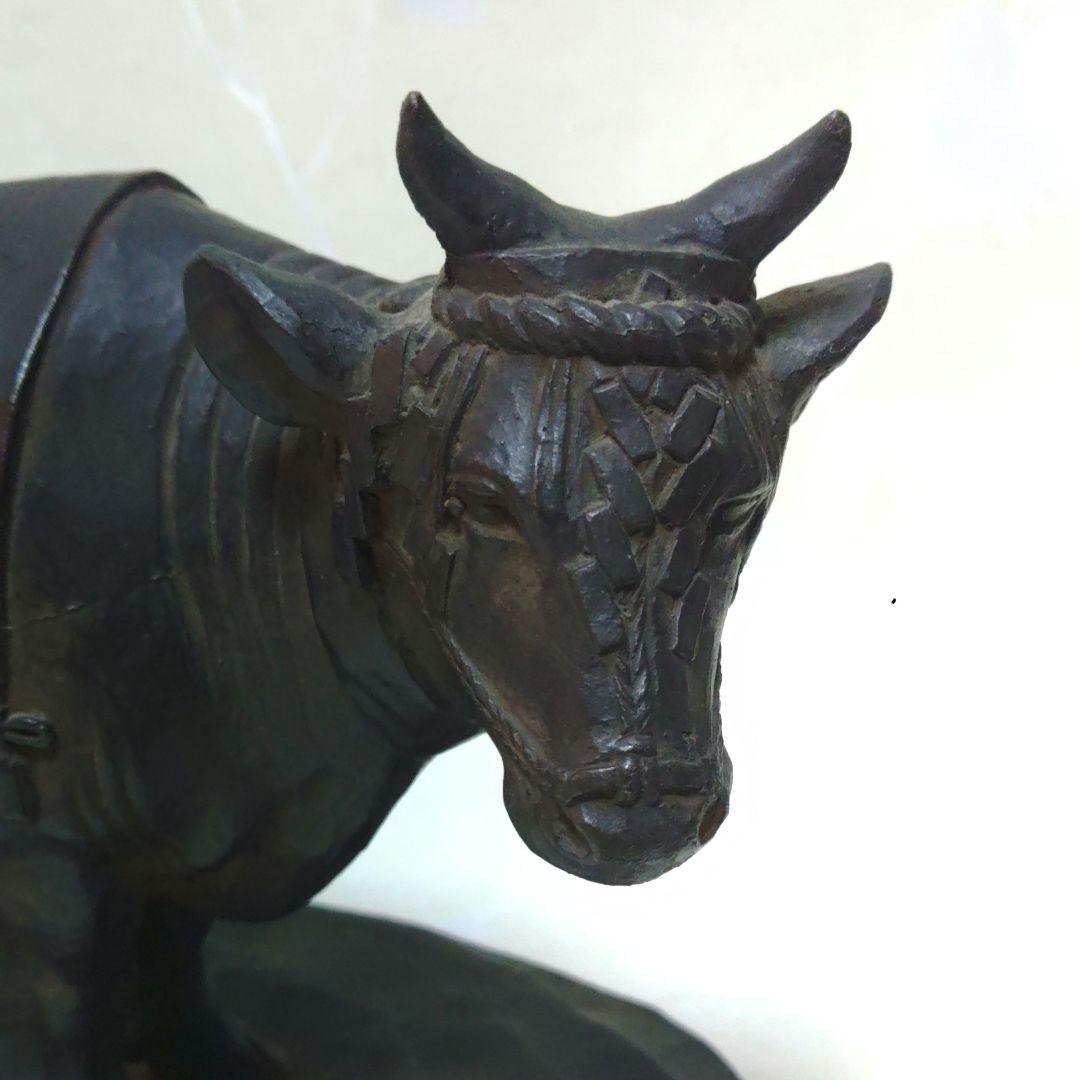 和牛　古銅製　牛　丑　在銘　家紋　置物　作家　　ミ10