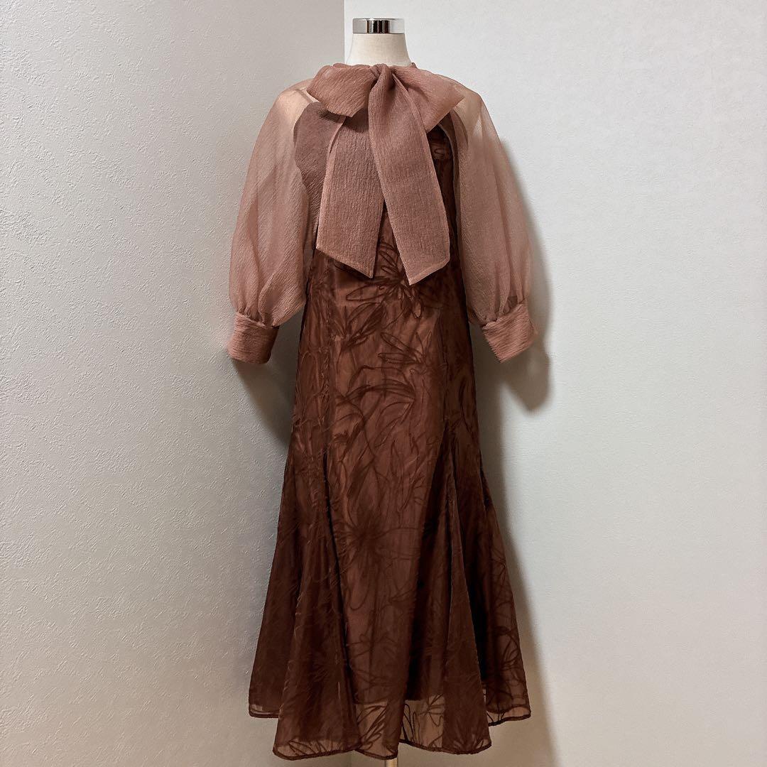 kanaカナ　nianaブラウン　ボウタイリボンボレロキャミワンピセットドレス