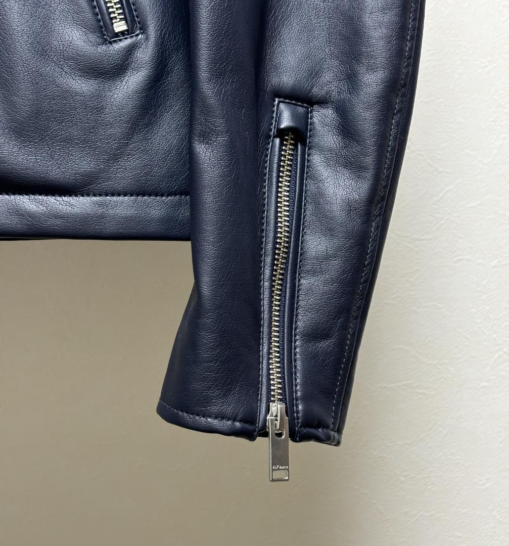 新品未使用　417エディフィス　フェイクレザー シングルライダース　ネイビー