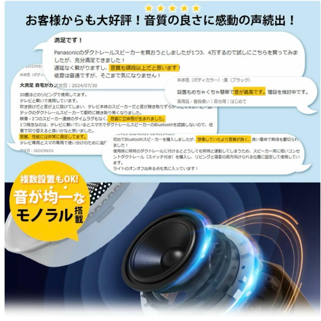 Bluetoothスピーカー 2台セット ダクトレール用（カラー：白）