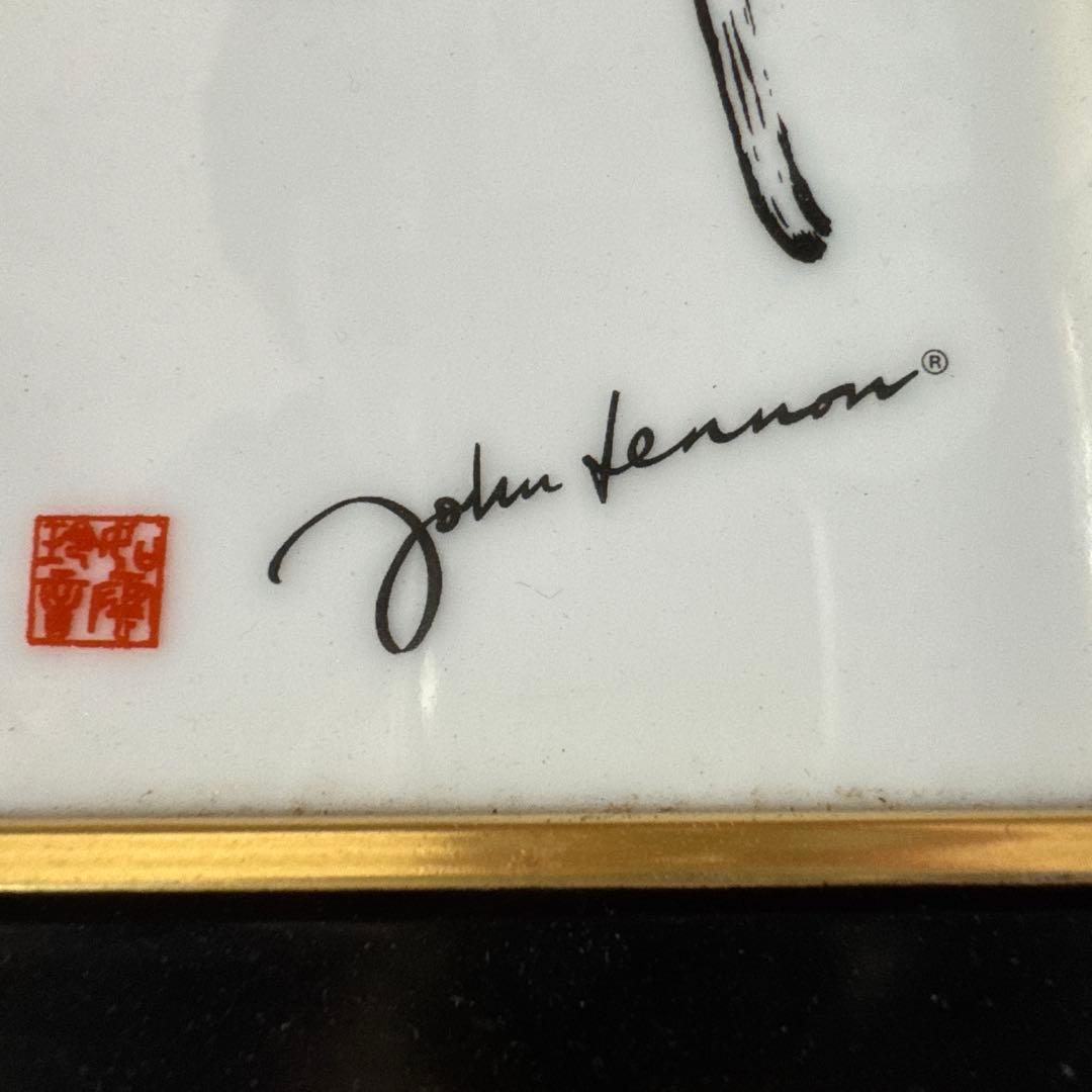 ジョンレノン　オノヨーコ　人物画　イラスト　白磁板　フレームスタンド　ビートルズ