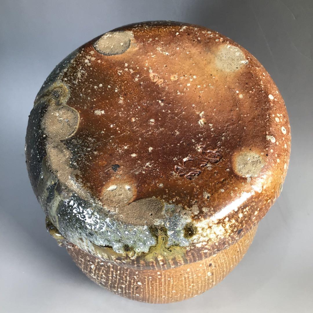 Ｎ４９３　水指　『信楽焼』『杉本忠(瑞峯)造』『胴締水指』　共箱　茶道具