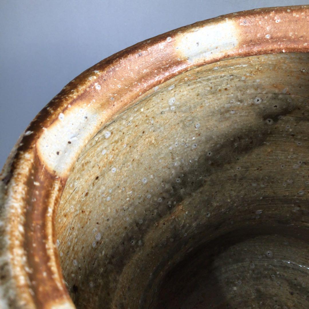 Ｎ４９３　水指　『信楽焼』『杉本忠(瑞峯)造』『胴締水指』　共箱　茶道具