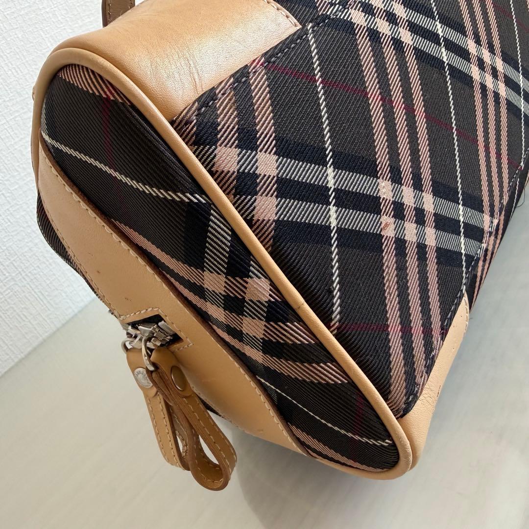 バーバリーブルーレーベル　ハンドバッグ　ミニボストン　チェック　ハートチャーム
