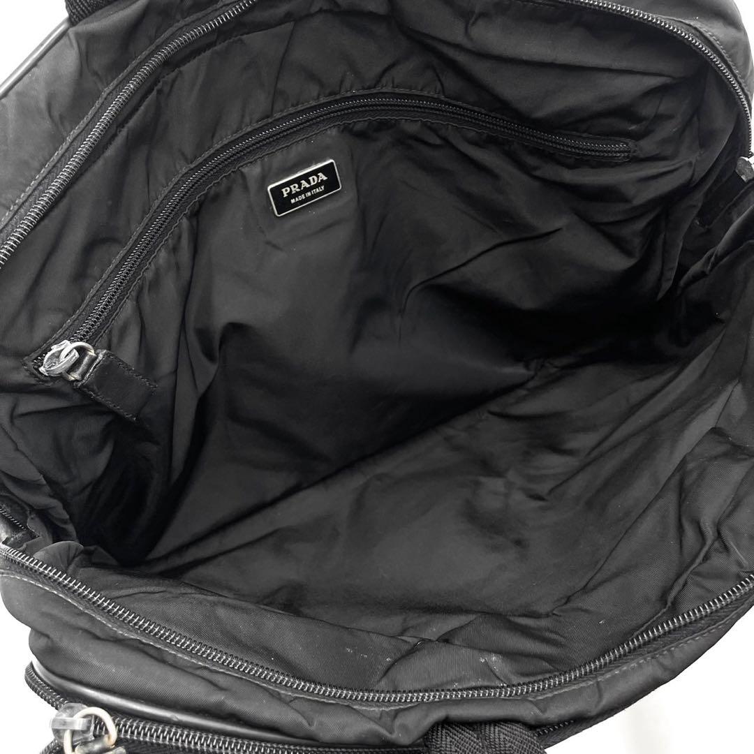 【美品】プラダ 三角ロゴ 2way ビジネスバッグ 斜め掛け プレート ブラック
