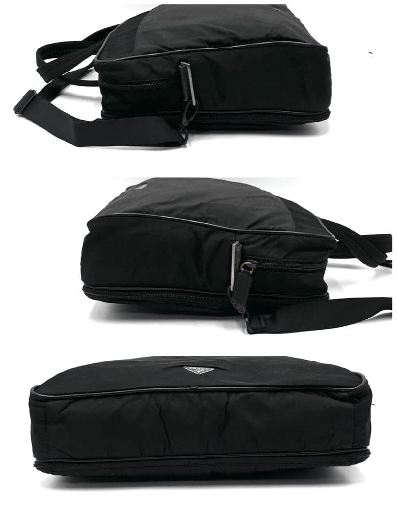 【美品】プラダ 三角ロゴ 2way ビジネスバッグ 斜め掛け プレート ブラック