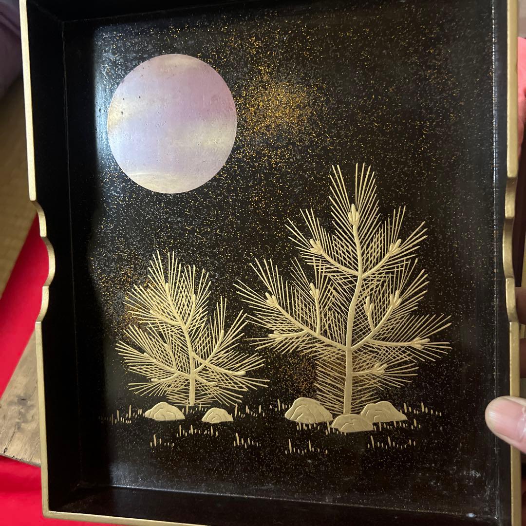 古美術　竹鶴高蒔絵　御硯箱