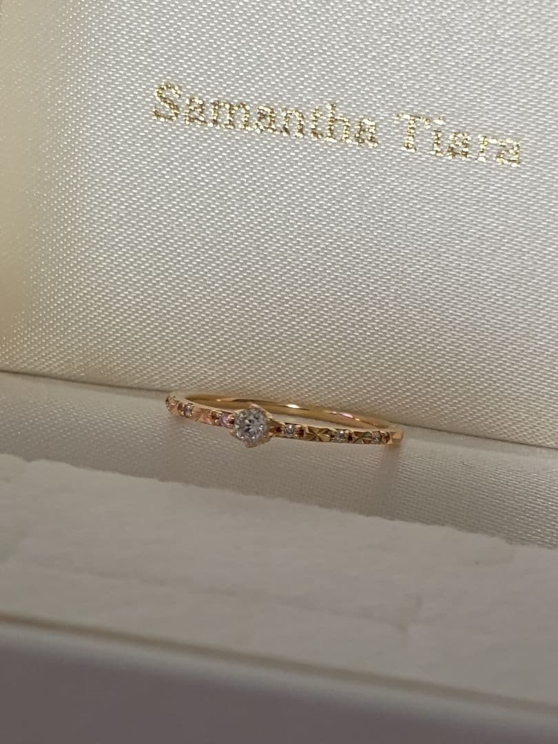 サマンサティアラ 18金 ゴールド ダイヤモンド カットデザイン リング 10号