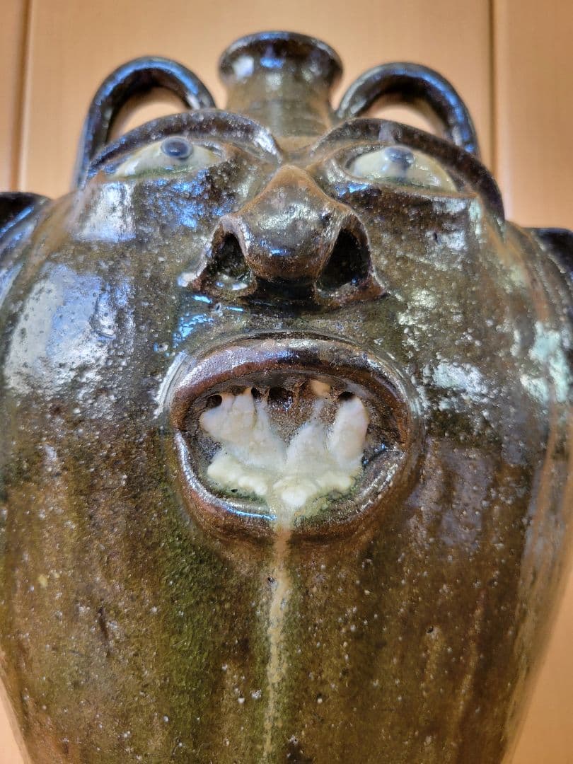 アメリカ南部のフォークアート（民芸） ガラス製の陶器壺 Pottery Jug