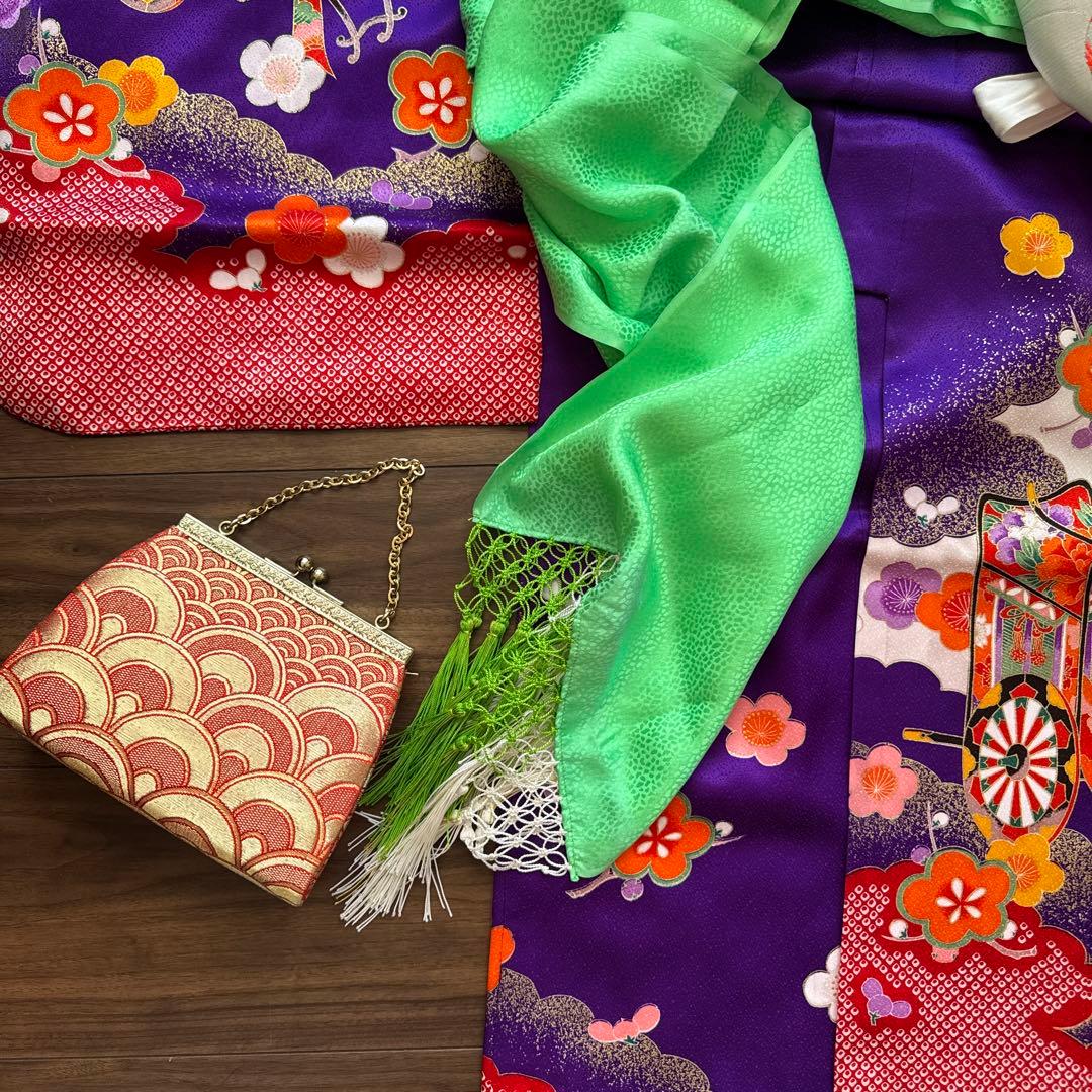 七五三　7歳　紫　フルセット　アンティーク