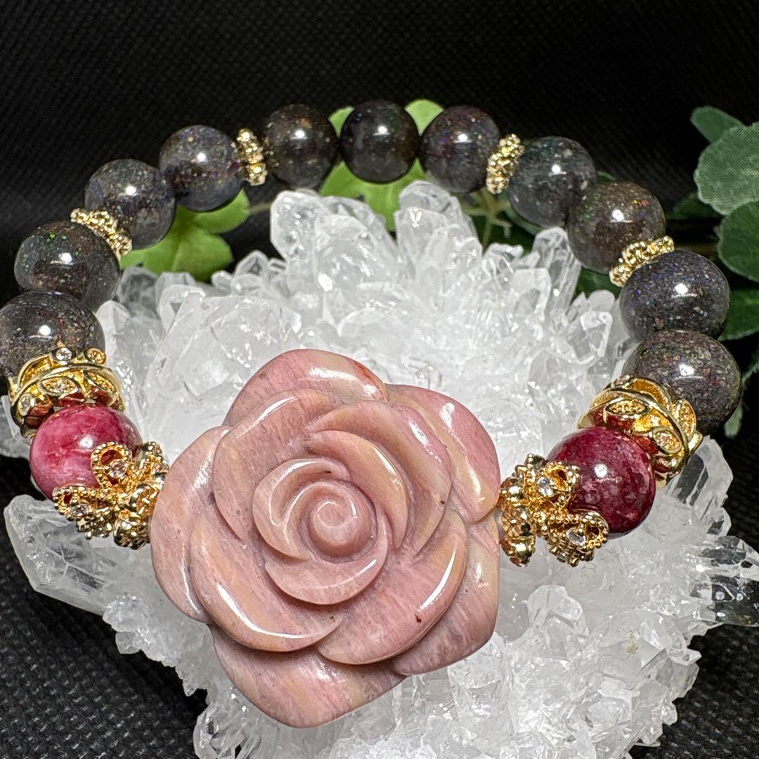 ＊やっちゃん様6/16＊マトリックスオパール　ロードナイト　薔薇　ブレスレット