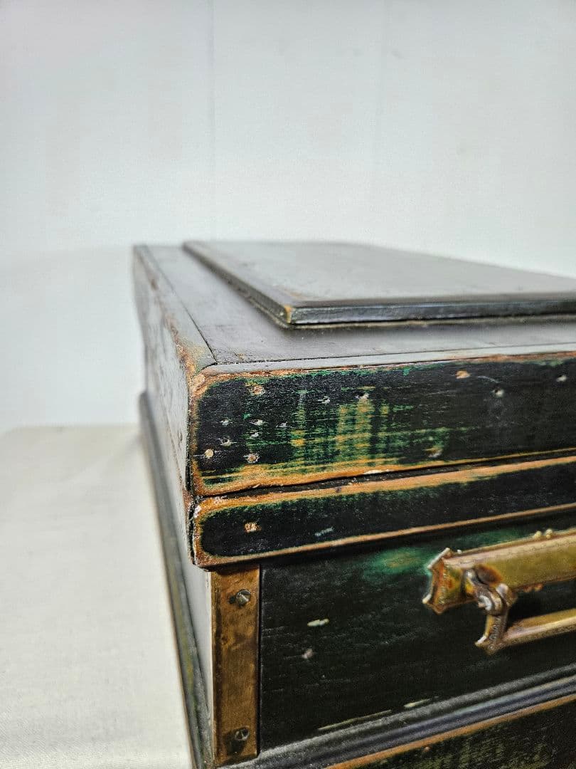 USアンティーク 古い旅行用のトランク 木箱 チェスト 木製 収納 古家具