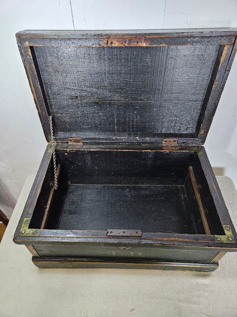 USアンティーク 古い旅行用のトランク 木箱 チェスト 木製 収納 古家具