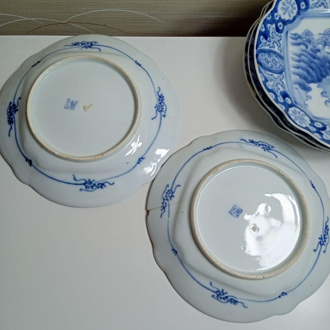 古伊万里　謙　染付　皿5枚　F−284