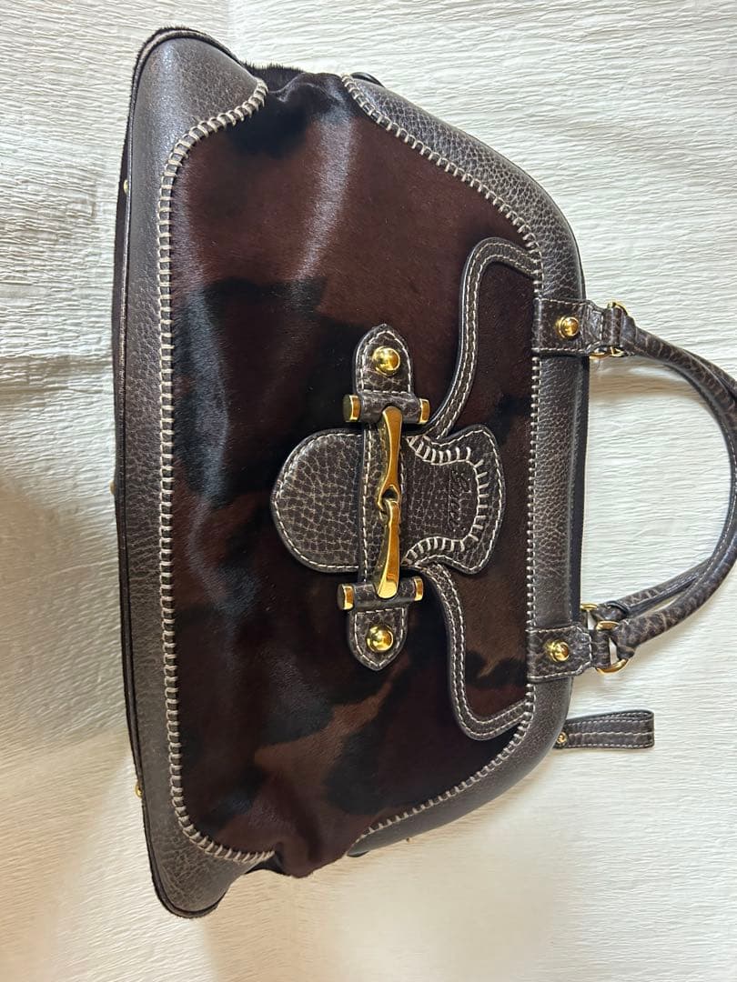 ダークブラウン レザー ハンドバッグ