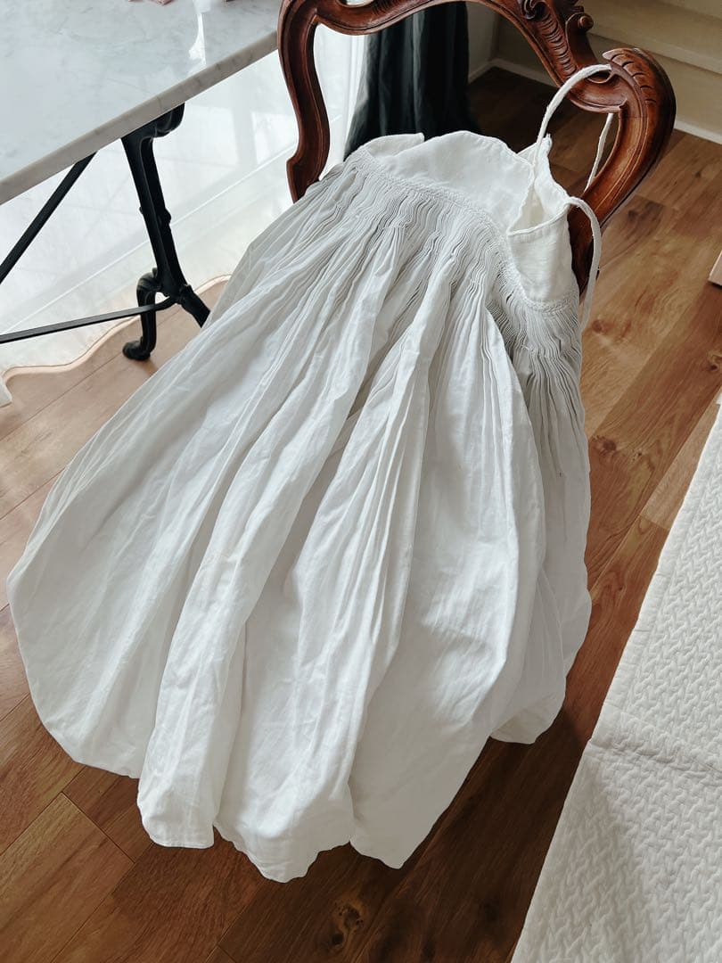 専用　希少！フランスアンティーク　ギャザースカート　アンティークコットン