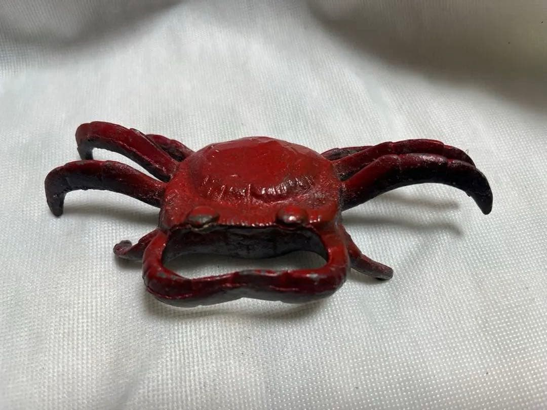 華道則天門で使う花を支える花留め蟹 金属製 赤いカニの金属工芸品