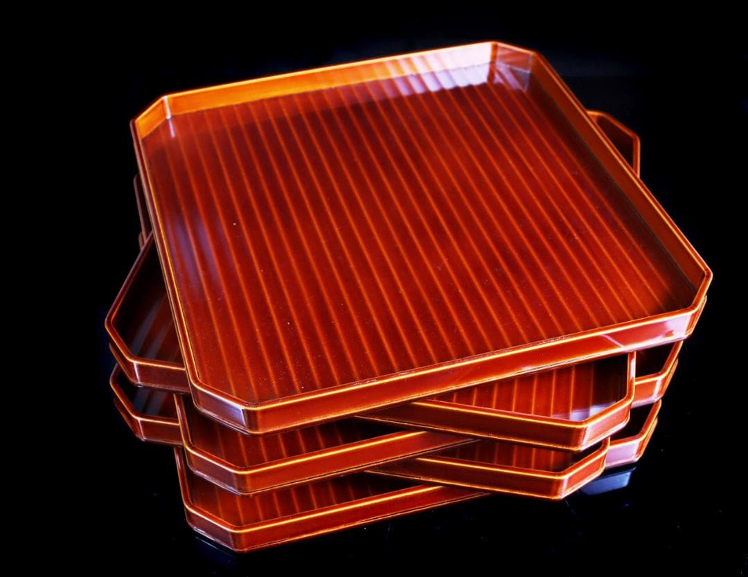 飛騨春慶塗 四方膳 懐石膳 隅切四方膳 　五枚