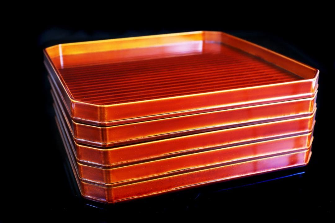 飛騨春慶塗 四方膳 懐石膳 隅切四方膳 　五枚