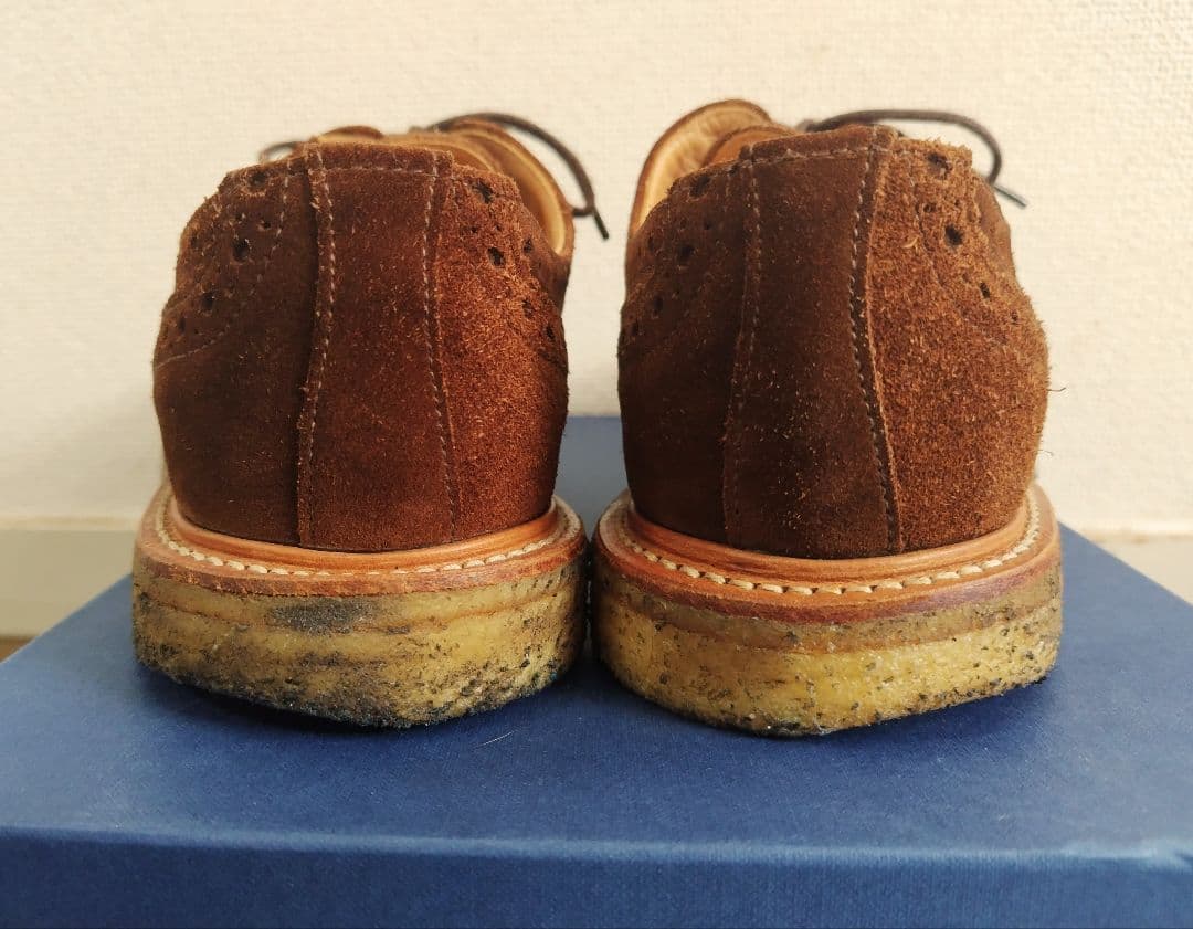 SANDERS ブラウン スエード ウィングチップ シューズ